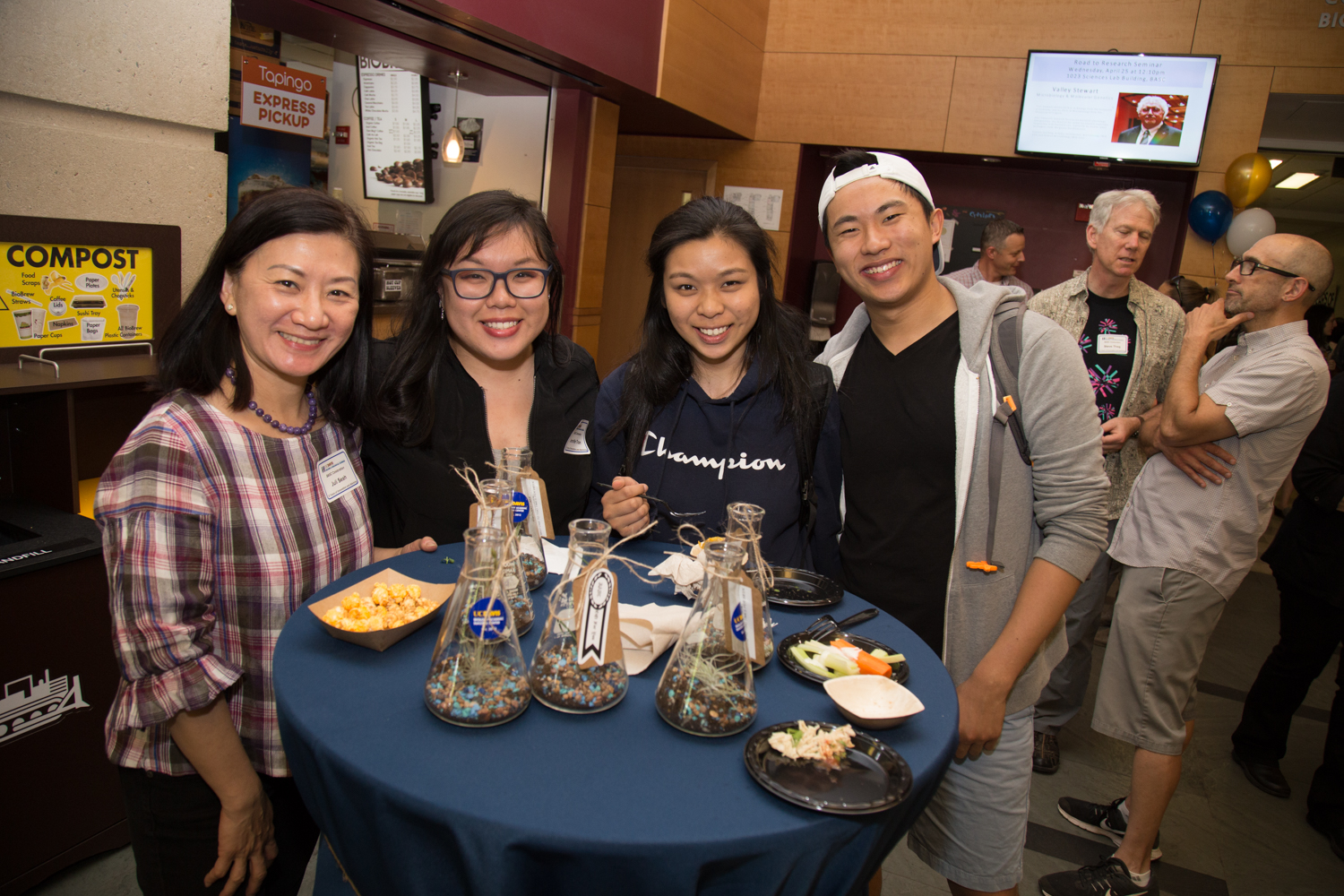 Students enjoy some food at the fifth-year anniversary party for the Biology Academic Success Center. Photo by David Slipher/UC Davis