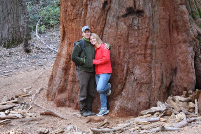 Cody Markelz and Sharon Gray in Yosemite's Merced Grove of Giant Sequoias. Photo by Gray's father, Thomas Gray I.