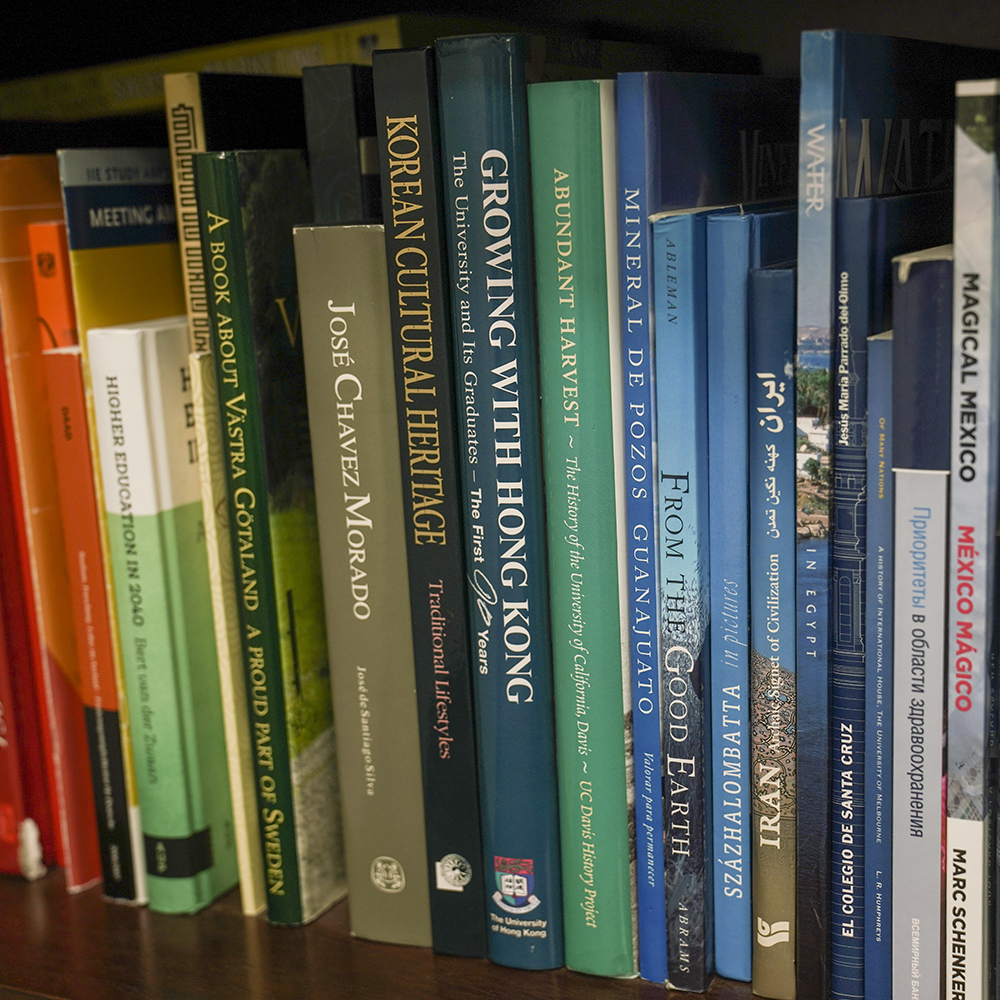 Closeup of books on a shelf