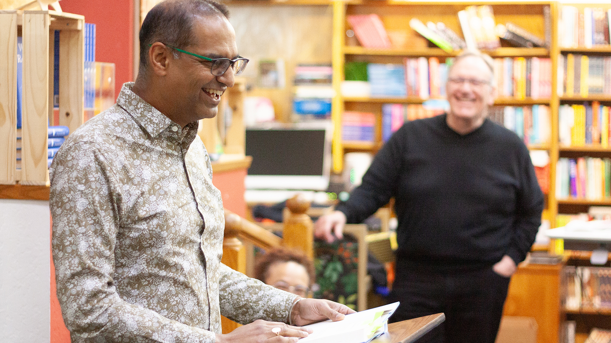 Ranganath at the Avid Reader Bookstore in downtown Davis for a reading and book signing. (Alex Russel / UC Davis)