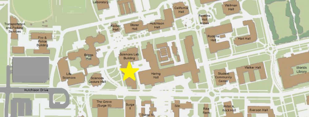 Screenshot of campus map indicating BASC location