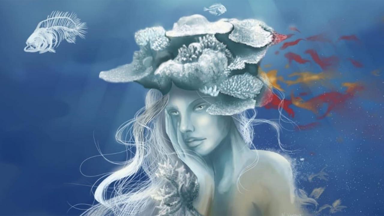 Natascha Varona used digital painting to create her haunting piece about coral bleaching. Natascha Varona Coral artwork