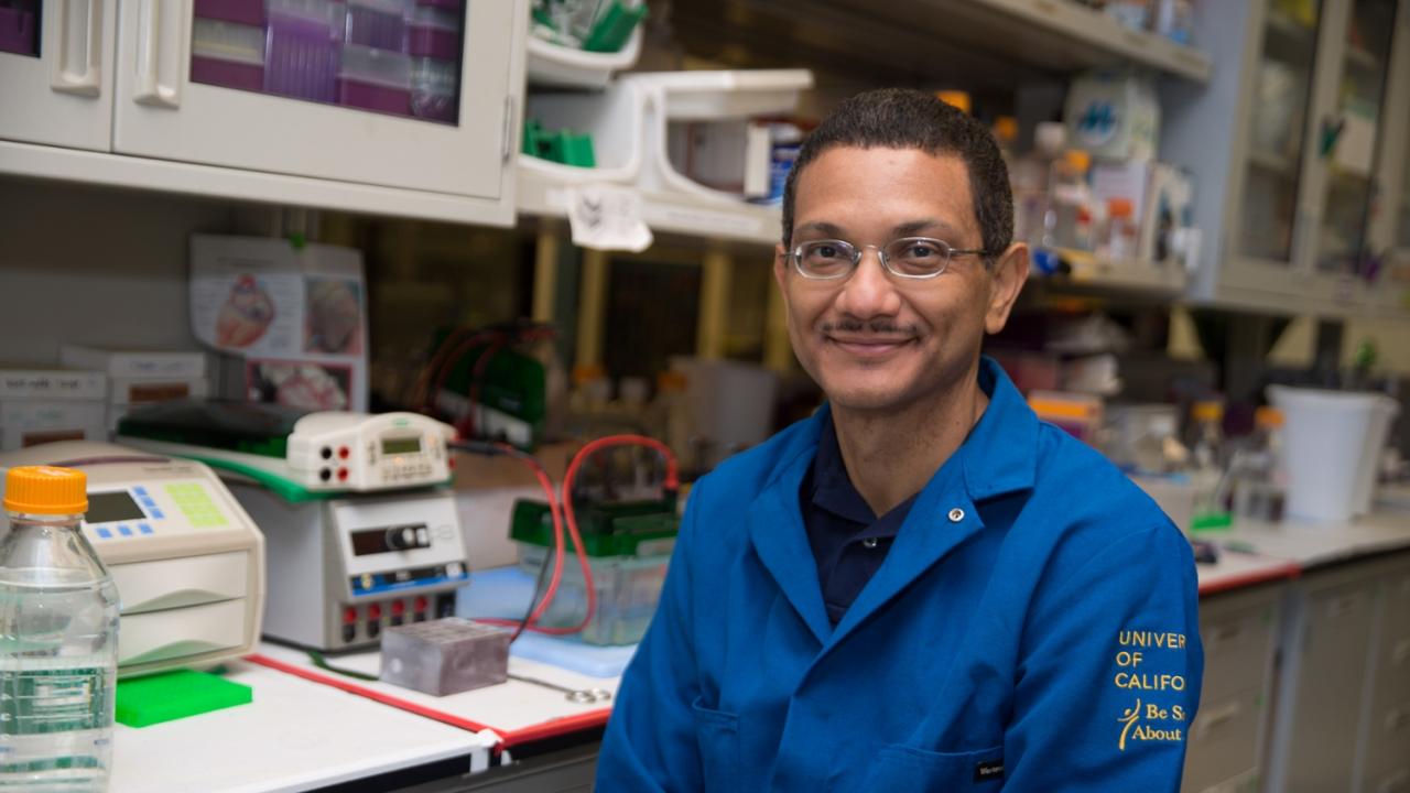 Aldrin Gomes, associate professor of neurobiology, physiology and behavior, explores the molecular clues of the proteasome to help medical professionals better manage heart disease. David Slipher/UC Davis