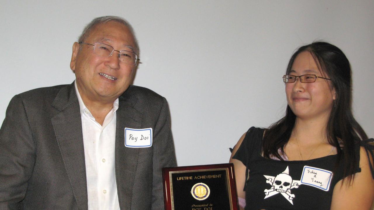 Roy Doi receives a lifetime achievement award at the UC Davis Biochemistry and Molecular Biology Colloquium in 2008. Courtesy photo