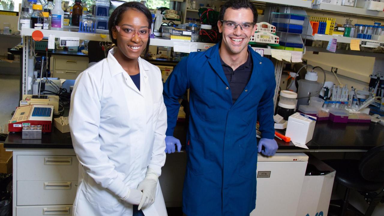 MARC is part of the Educational Enrichment and Outreach Programs, which also includes initiatives like the Biology Undergraduate Scholars Program. BUSP students Tayler Smith and Leib Lipowsky are pictured here. David Slipher/UC Davis Tayler Smith and Leib Lipowsky