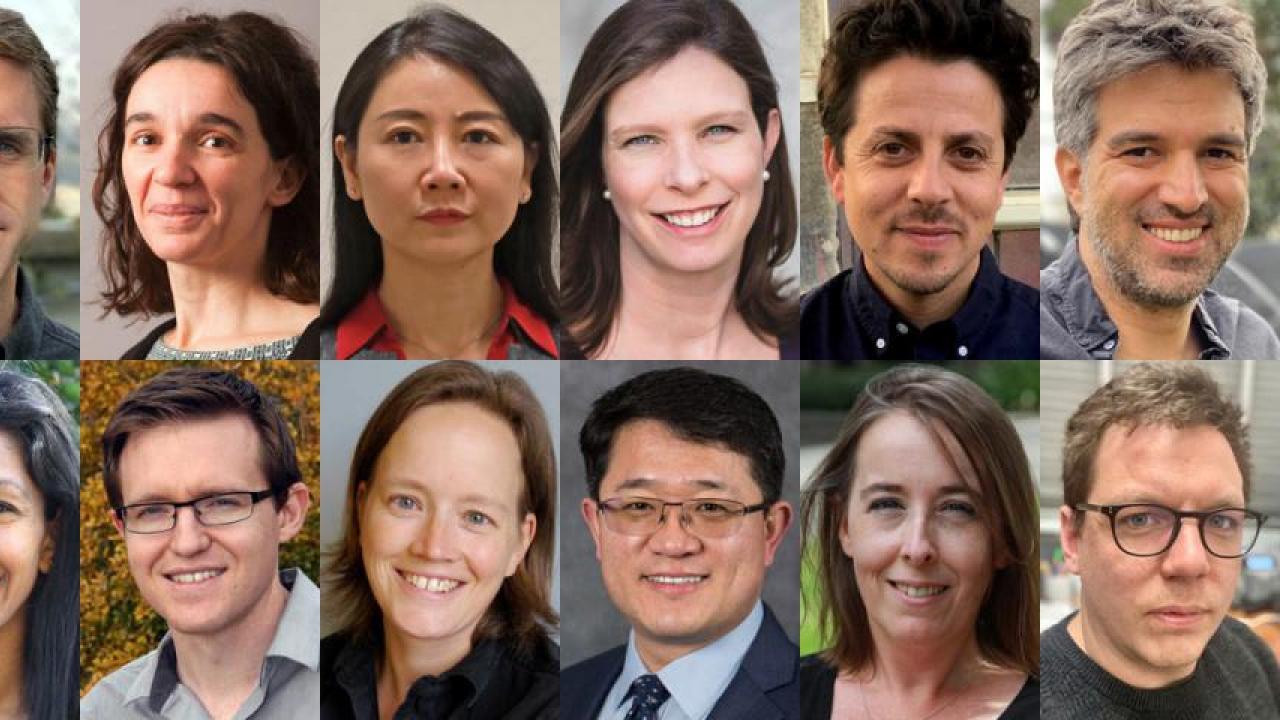The 2019-20 Chancellor’s Fellows, from left: Top row — Christopher Barker, Eleonora Grandi, Jane Gu, Erin Hamilton, Maceo Montoya and Santiago Ramirez. Bottom row — Shalini Satkunanandan, Christopher Simmons, Anne Todgham, Aijun Wang, Megan Welsh and Nicolas Zwyns. The 2019-20 Chancellor’s Fellows