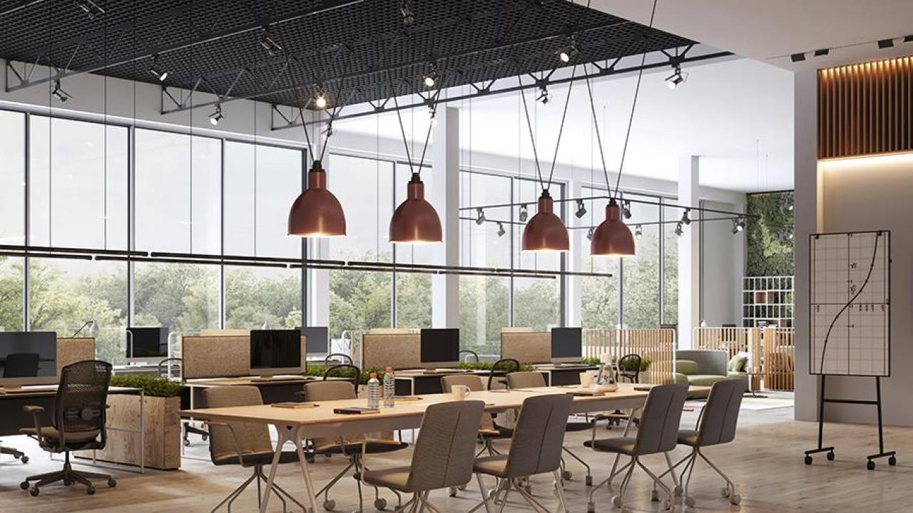 Modern office design emphasizes open spaces that foster chance encounters and collaboration. Microbiologists are analyzing how building layout, ventilation and lighting can contribute to the transmission of infectious diseases, including COVID-19. (Getty Images) Room