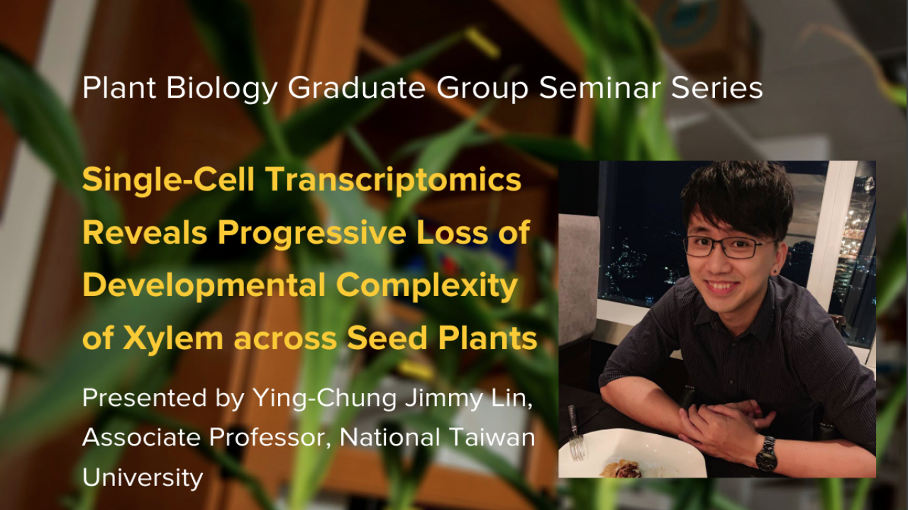 Plant graphic with seminar title and image of the presenter