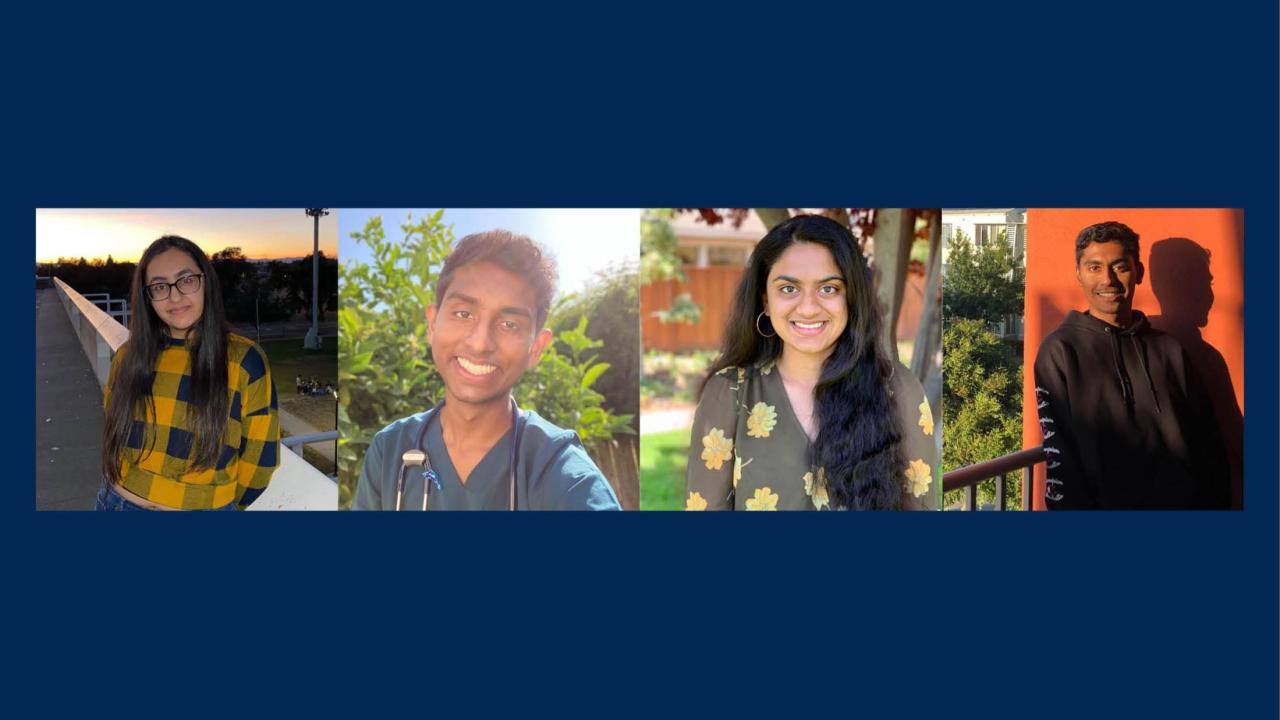 Phi Sigma officers on blue background