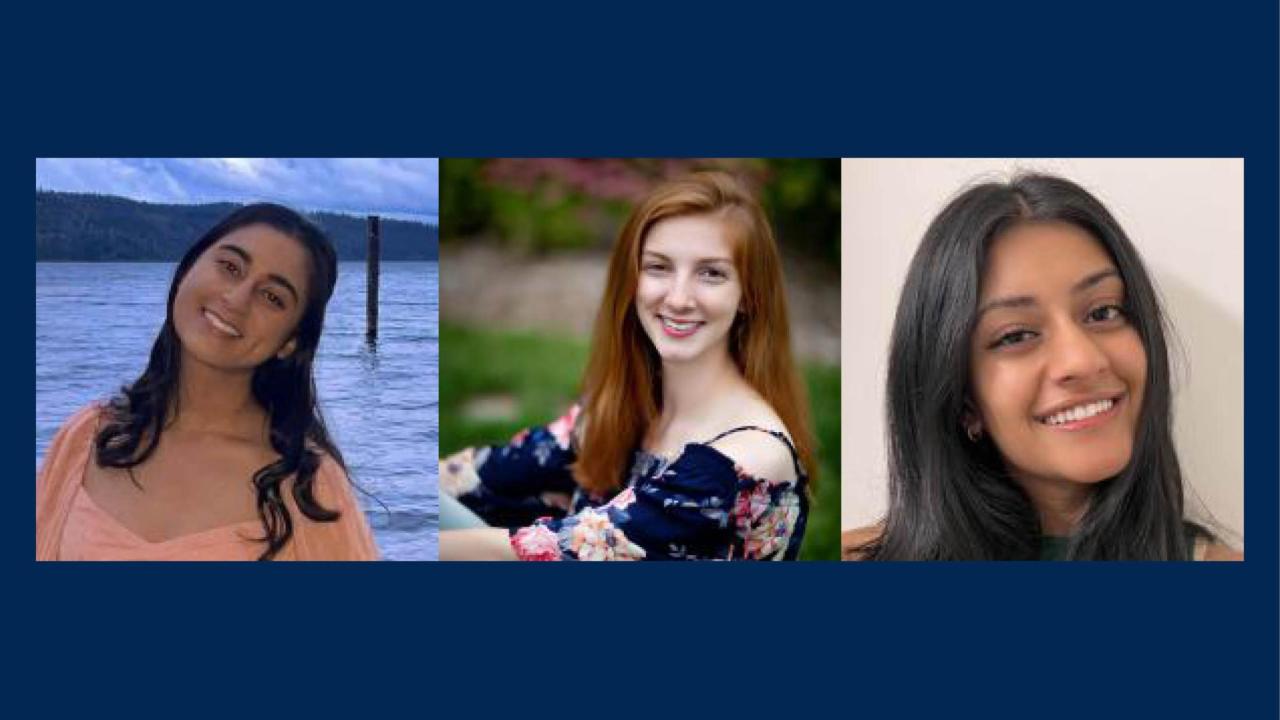 Phi Sigma officers on blue background