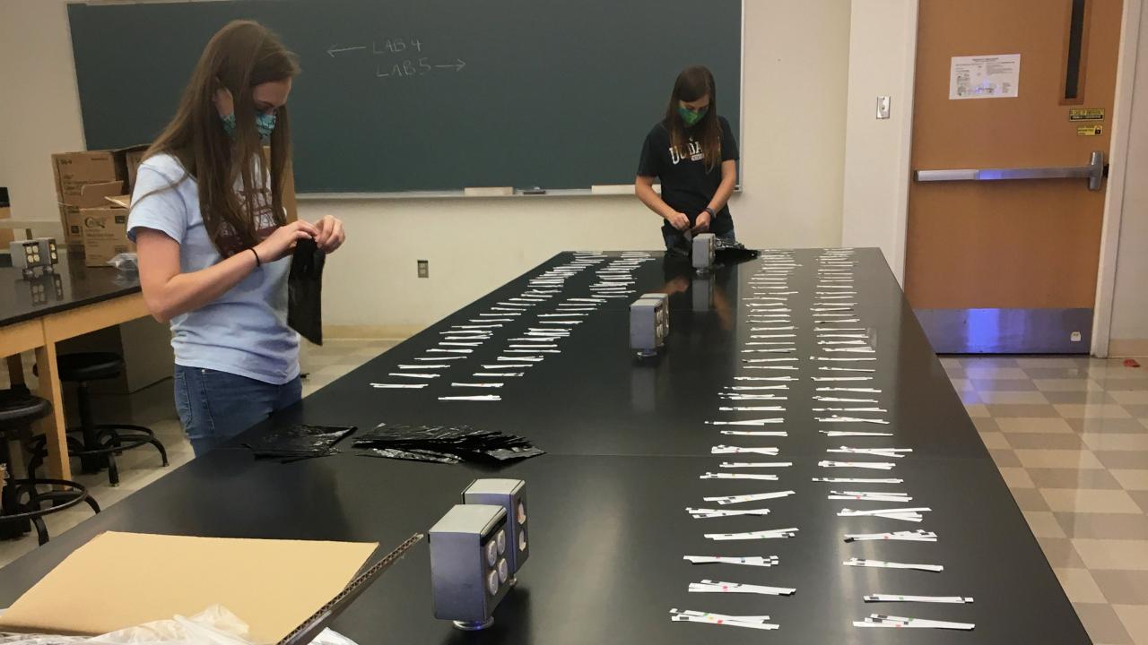 Two students prepare