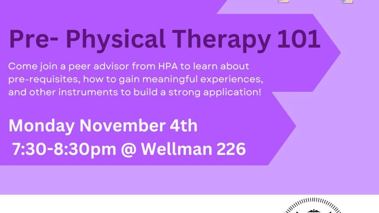 Pre-PT 101 (HPA x Pre-Physical Therapy Club) Flyer
