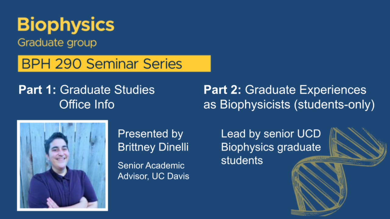 blue graphic with seminar title and information