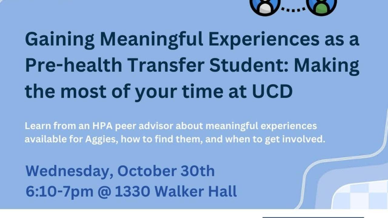 Gaining Meaningful Experiences as a Pre-health Transfer Student Flyer