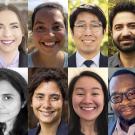 Collage of 12 portraits featuring the 2024-25 Hellman Fellows at UC Davis. The diverse group includes smiling individuals of various backgrounds, genders, and ethnicities, photographed outdoors and indoors. Each portrait highlights the unique personalities and professionalism of the fellows.