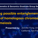 Dark blue graphic with seminar title, speaker name and speaker title