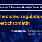 Dark blue graphic with seminar title, speaker name and speaker title