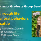 Blue graphic with seminar title, speaker name and title, and speaker photo