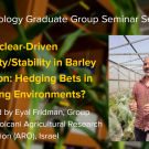 Plant graphic with seminar title and image of the presenter