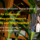 Plant graphic with seminar title, speaker name and title, and speaker photo
