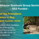 Blue graphic with seminar title, speaker name and title, and speaker photo