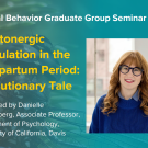 Blue graphic with seminar title, speaker name and title, and speaker photo