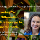 Plant graphic with seminar title, speaker name and title, and speaker photo
