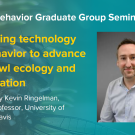 Blue graphic with seminar title, speaker name and title, and speaker photo