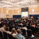 Crowd seated before award ceremony stage in the ARC ballroom