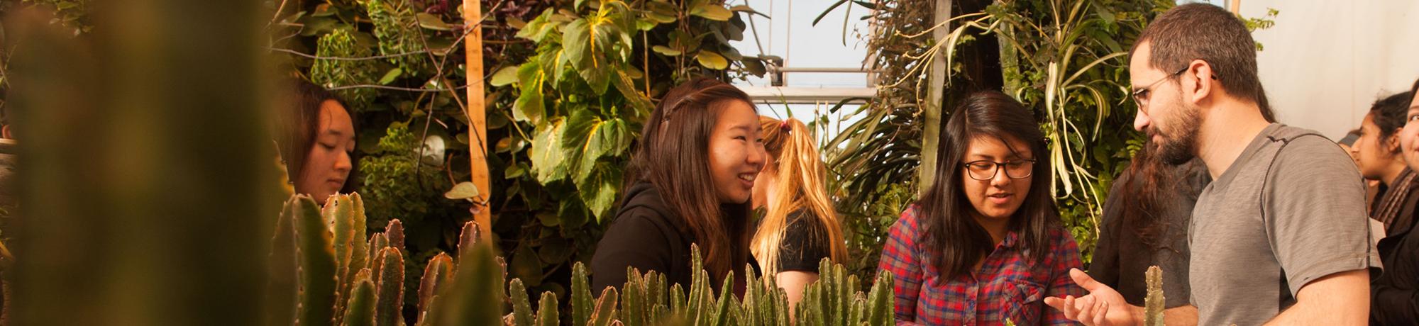 Students in greenhouse